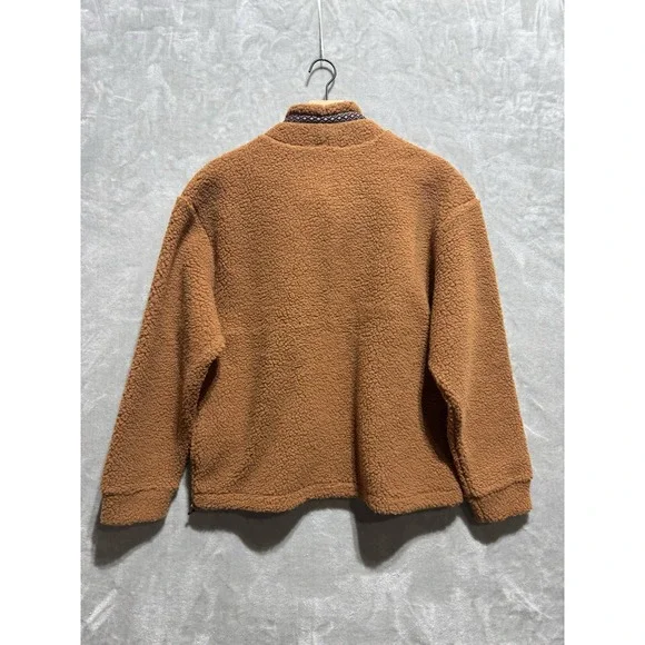 Alpine Design Sherpa Fleece Anorak Pullover Womens M Caramel Snap Jacket‎ NWT - Picture 2 of 11